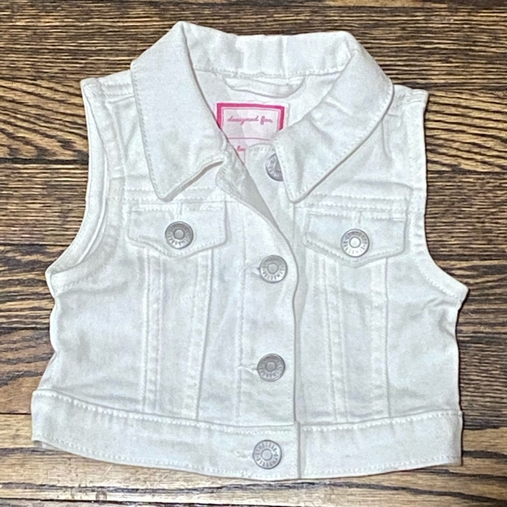 Never Worn Baby Girl White Jean Vest